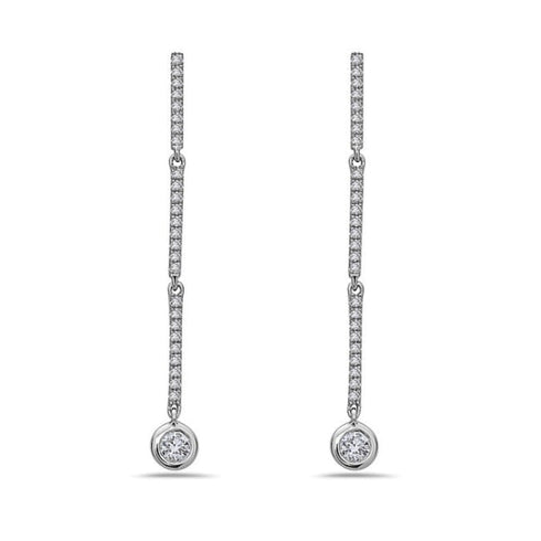 14K White Gold Diamond Dangle Earrings